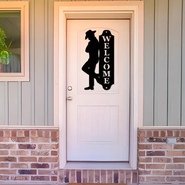 1 piece cowboy silhouette metal welcome sign, rustic wall art, home decor, indoor and outdoor western farmhouse wall hanging - Image 6
