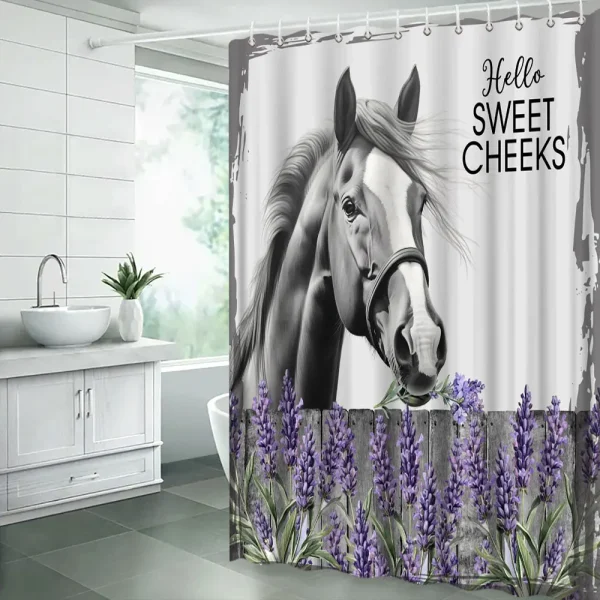 Funny Highland Cow Shower Curtain Set Western Bull Portrait Brown Wooden Panel Non-Slip Carpet Toilet Cover Bathroom Decorative - Image 25