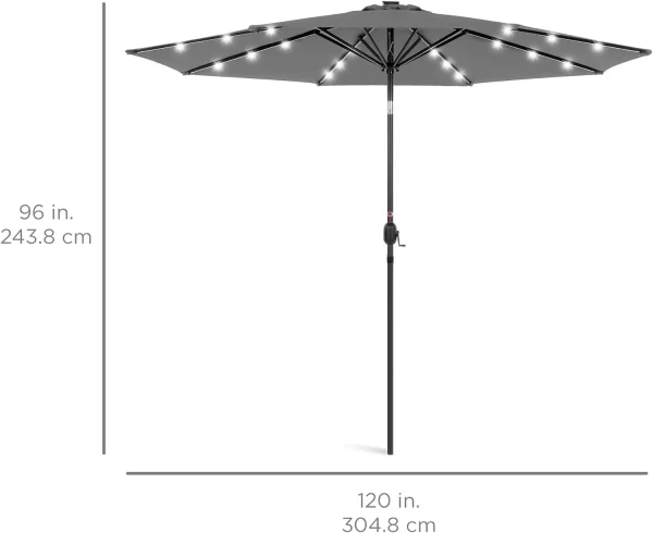 Best Choice Products 10ft Solar Polyester LED Lighted Patio Umbrella w/Tilt Adjustment and UV-Resistant Fabric - Tan - Image 9