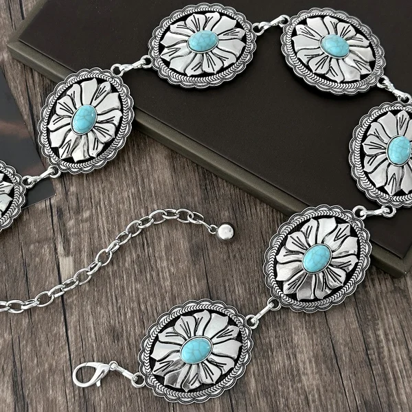 Europe and the United States retro fashion personality turquoise waist chain - Image 5