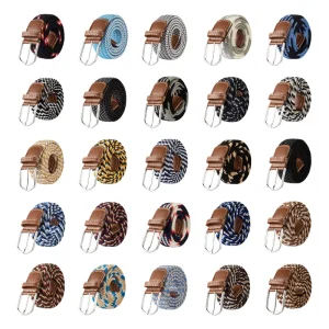 Unisex Elastic Fabric Woven Casual Belt Pin Buckle Expandable Braided Stretch Canvas Simple and Stylish Leisure Men Women Belt