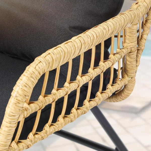YITAHOME Patio Furniture Wicker Outdoor Bistro Set 4-Piece All Weather Rattan Conversation Loveseat Sets Deck Light Brown+Black - Image 6