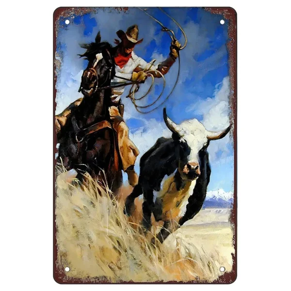 Wild West Cowboys Metal Tin Sign Wall Poster Plaque Vintage Iron Painting Decoration for Man Cave Home Cafe Game Room Club Bar - Image 32