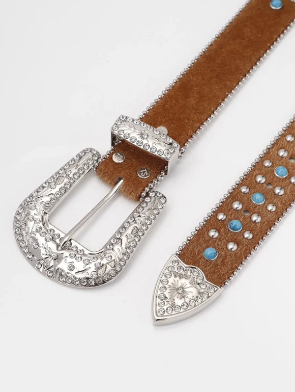 Women PU Leather Strap for rhinestone Belts Western Cowboy Y2K Girls Fashion Belt for Jeans Men - Image 6