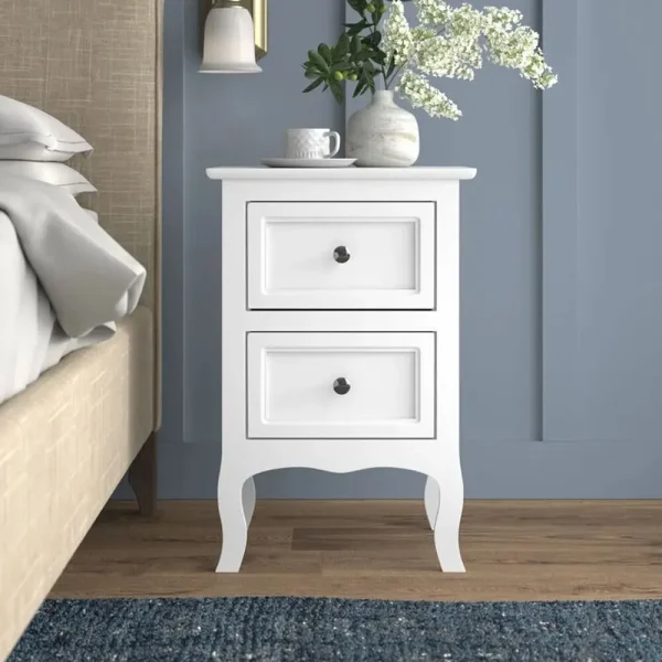 Wood Elegant Night Stand W/2 Drawer Storage Shelf End Table Accent Table New - Image 4