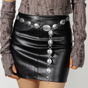 Women's Bohemian Silver Sunflower Disc Waist Chain Belt Dress Jeans Accessories Belt