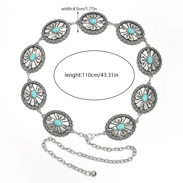 Europe and the United States retro fashion personality turquoise waist chain - Image 7