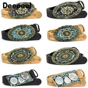 1Pc Deepeel 3.5*100/115cm Fashion Corset Wide Female Belt Alloy Smooth Buckle Belts with Stones Buckles Decorative Waistband