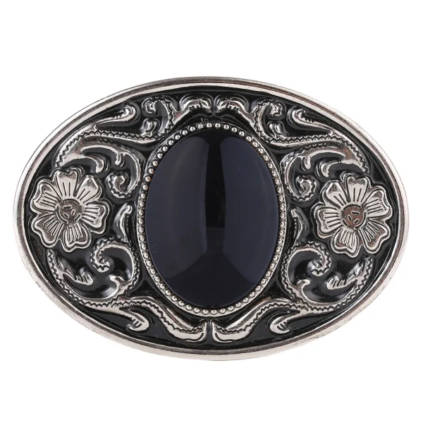 Alloy floral pattern natural stone belt buckle jeans accessories - Image 2