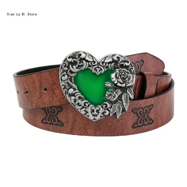 Girl Embossed Waist Belt Western PU Belt for Dress Jeans Adjustable Length XXFD - Image 8