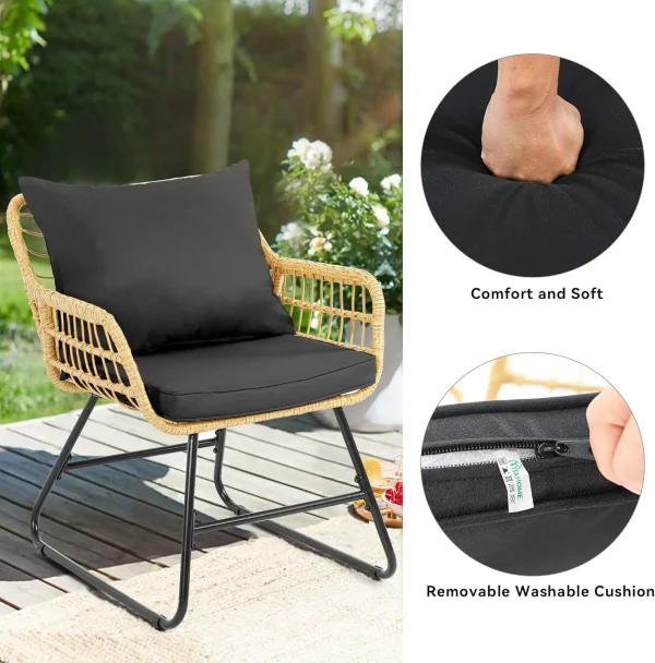 YITAHOME Patio Furniture Wicker Outdoor Bistro Set 4-Piece All Weather Rattan Conversation Loveseat Sets Deck Light Brown+Black - Image 5