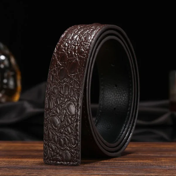 3.8cm/3.5cm Crocodile Pattern Luxury Men's Belt Two-layer Cowhide No Belt Buckle Suitable for Pin Buckle Genuine Leather Belt - Image 4