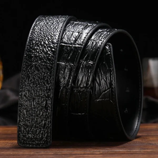 3.8cm/3.5cm Crocodile Pattern Luxury Men's Belt Two-layer Cowhide No Belt Buckle Suitable for Pin Buckle Genuine Leather Belt - Image 3