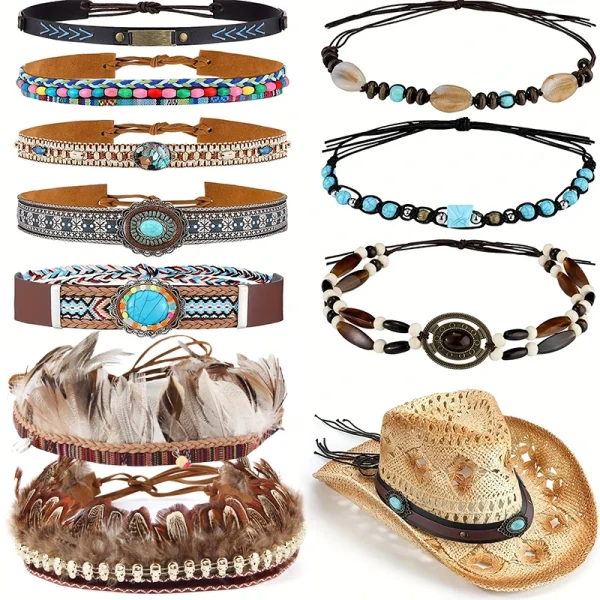 Hat Accessories Cowboy Hat Band For Women Men Fedora Belt Accessories Panama Band Straw Hat Belt Buckles Outdoor Decoration - Image 2