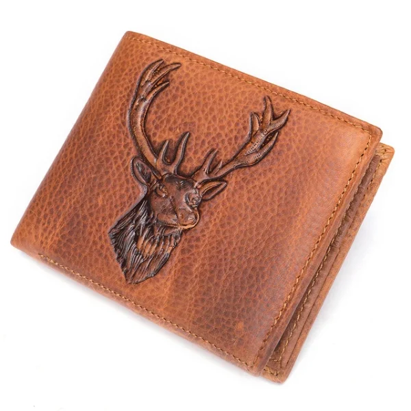 WESTAL Men's Genuine Leather Wallet High Quanlity Wallets Coin pocket Zipper Purse For Deer Head Design Money Clips Short Purse - Image 9