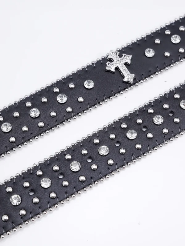 1pc Men Women Fashion Dazzling Rhinestone Belt Western Cowgirl Bling Studded Design Faux Leather Diamond Belt for Jeans Dress - Image 5