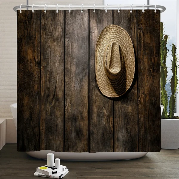 Rustic Western Cowboy Shower Curtain American Country Music Bathroom Curtain Set Bath Mat Rug Carpet Bathtub Accessories Decor - Image 23