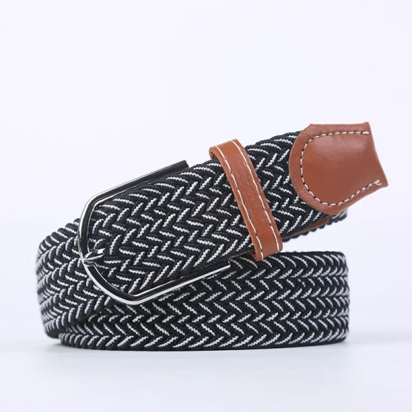 Unisex Elastic Fabric Woven Casual Belt Pin Buckle Expandable Braided Stretch Canvas Simple and Stylish Leisure Men Women Belt - Image 32