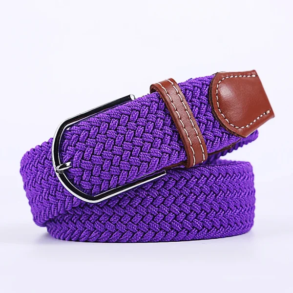 Unisex Elastic Fabric Woven Casual Belt Pin Buckle Expandable Braided Stretch Canvas Simple and Stylish Leisure Men Women Belt - Image 21