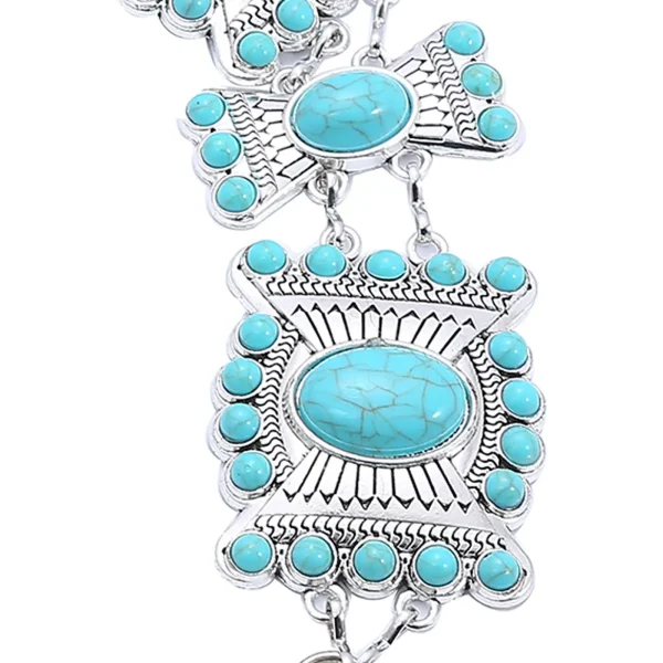 Beach Carved Flower Tribal Tassel Waist Chain Beads Natural Turquoise Chain - Image 5