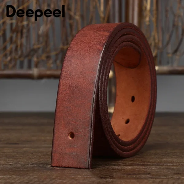 100-125cm First Layer Pure Cowhide Men's Belt Headless Pin Buckle Belts Strip Genuine Leather Thickening Vintage Mens Waistband - Image 2