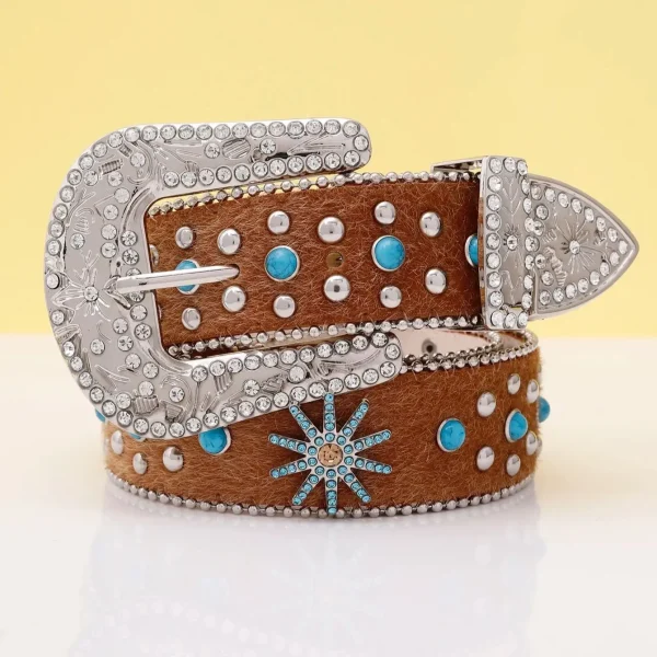 Women PU Leather Strap for rhinestone Belts Western Cowboy Y2K Girls Fashion Belt for Jeans Men - Image 7