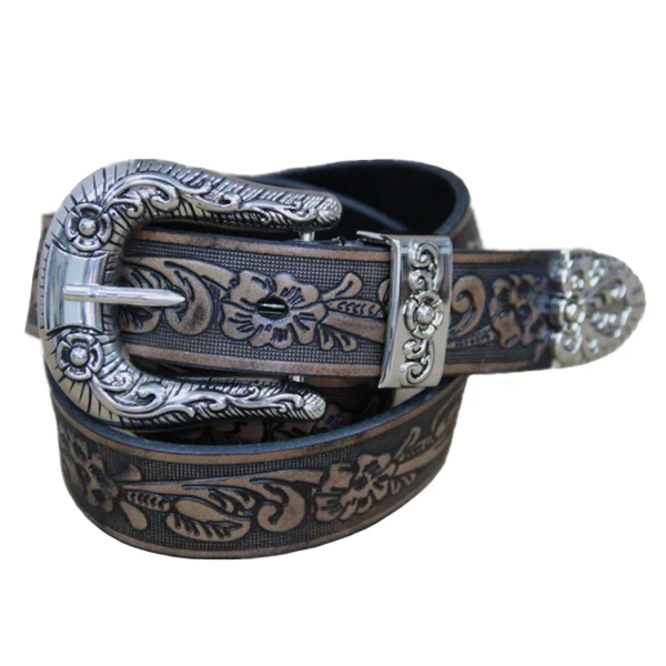LA SPEZIA Real Leather Belt Men High Quality Camel Pin Belt Male Retro Designer Brand Cowhide Genuine Leather Carving Belt 130cm - Image 7