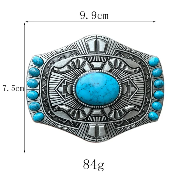 Turquoise Bohemian belt buckle Western style - Image 3