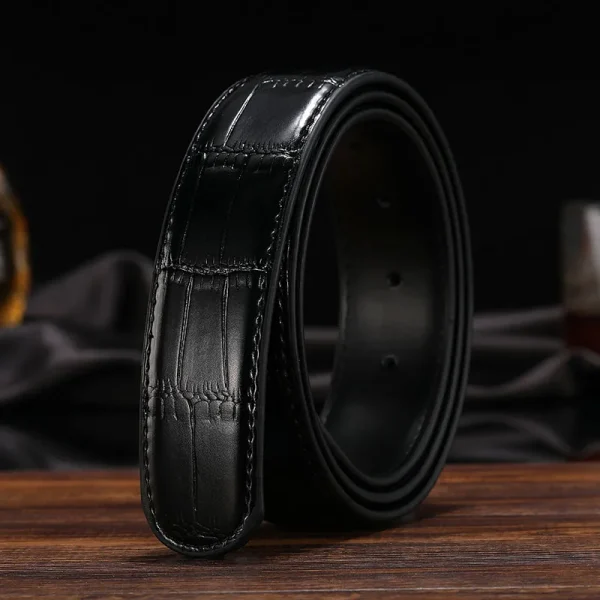 3.8cm/3.5cm Crocodile Pattern Luxury Men's Belt Two-layer Cowhide No Belt Buckle Suitable for Pin Buckle Genuine Leather Belt - Image 7