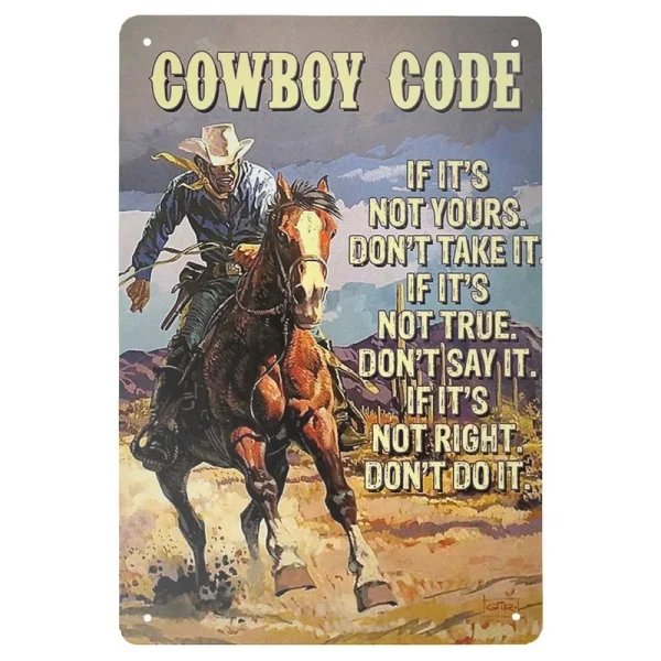 Wild West Cowboys Metal Tin Sign Wall Poster Plaque Vintage Iron Painting Decoration for Man Cave Home Cafe Game Room Club Bar - Image 3