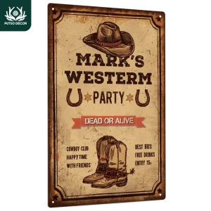Putuo Decor-Personalized Custom Metal Sign, Western Party, Dead or Alive, Wall Decoration for Farmhouse, Cowboy Club, 1Pc
