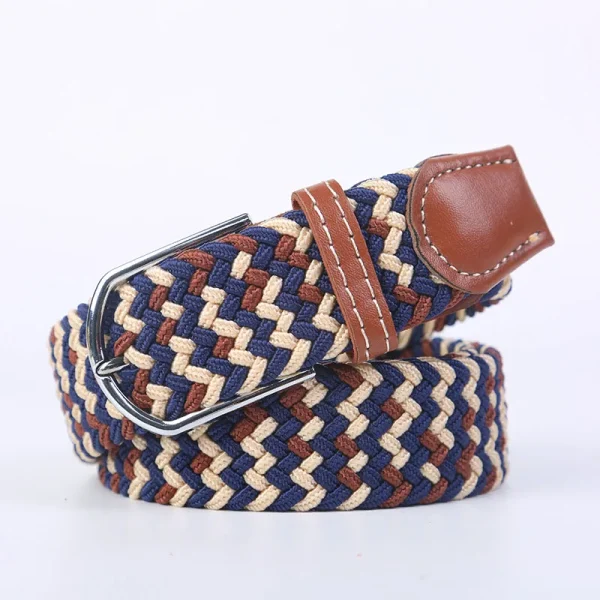 Unisex Elastic Fabric Woven Casual Belt Pin Buckle Expandable Braided Stretch Canvas Simple and Stylish Leisure Men Women Belt - Image 41
