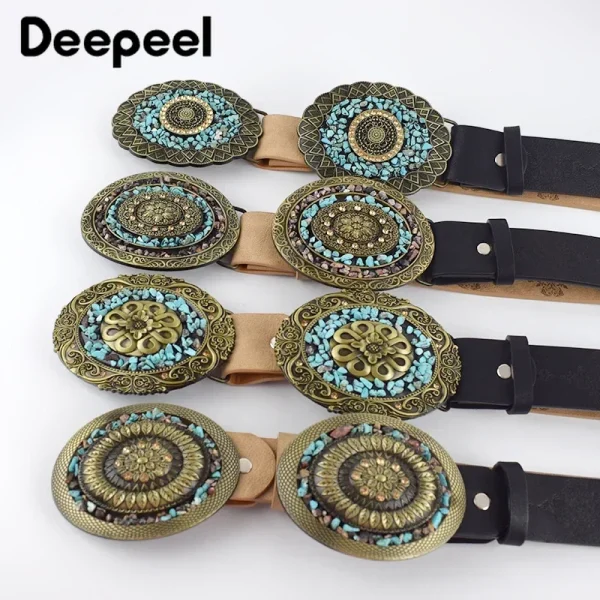 1Pc Deepeel 3.5*100/115cm Fashion Corset Wide Female Belt Alloy Smooth Buckle Belts with Stones Buckles Decorative Waistband - Image 6