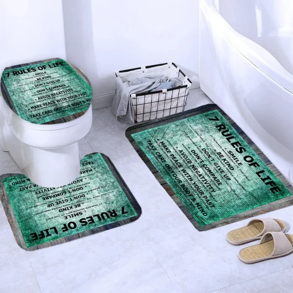 Rustic Shower Curtains Set Inspirational Quotes Wooden Farmhouse Country Western Rug Toilet Cover Bath Mat Decor Bathroom Curtai - Image 9