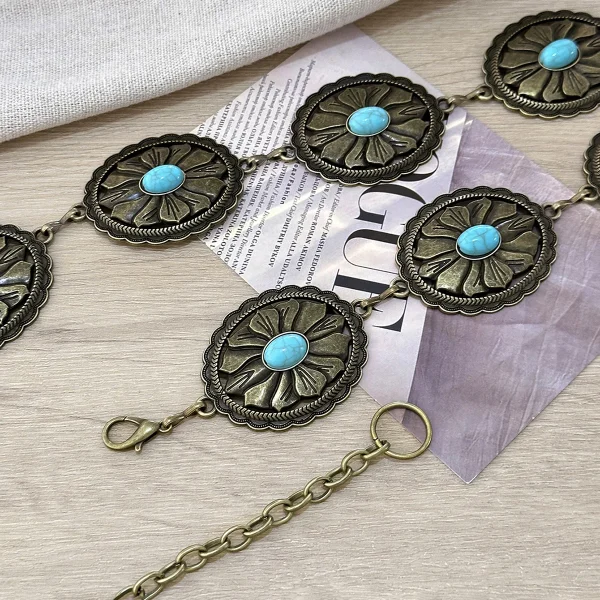 Europe and the United States retro fashion personality turquoise waist chain - Image 3