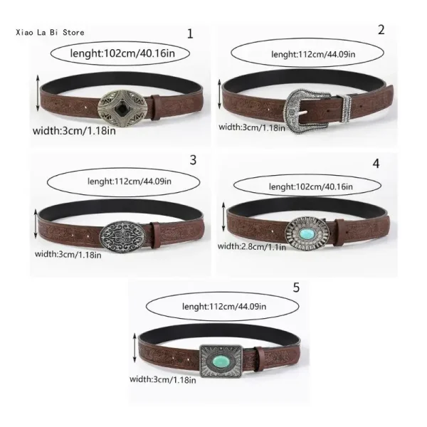Bohemian PU Belt Woman Waist Decors Pants Belt Embossing Pattern Jeans Waistband Vintage Belt for Girl Cool Cowboy Belt - Image 6