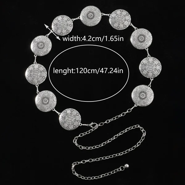 New vintage engraved plus-size round waist chain - Image 7