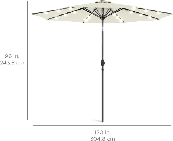 Best Choice Products 10ft Solar Polyester LED Lighted Patio Umbrella w/Tilt Adjustment and UV-Resistant Fabric - Tan - Image 8