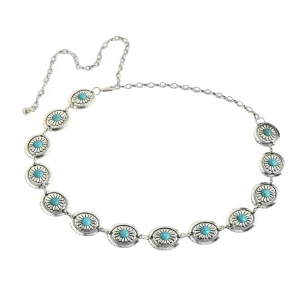 Concho Chain Belt For Women Waist Chain Turquoise Waist Chain Western Turquoise Belt Jean Belt Belly Chain For Dress
