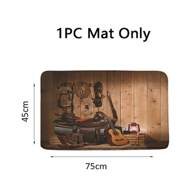 Rustic Western Cowboy Shower Curtain American Country Music Bathroom Curtain Set Bath Mat Rug Carpet Bathtub Accessories Decor - Image 10
