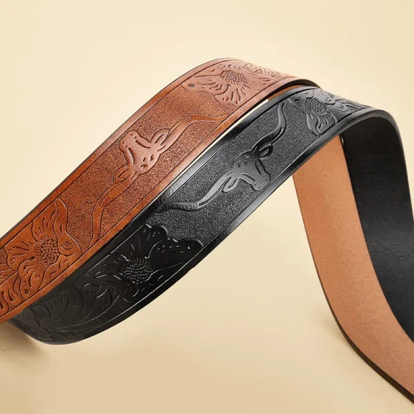 3.8cm Belts Without Buckle PU Leather Belt Body No Buckle Strap for Smooth Buckle Belt High Quality Male Belts - Image 3