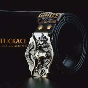 LUCKACE Vintage Design Mens Western Cowboy Belt Handmade Stylish Embossed Belt Good Gift for Husband Father Boyfriend Brothers