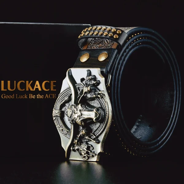 LUCKACE Vintage Design Mens Western Cowboy Belt Handmade Stylish Embossed Belt Good Gift for Husband Father Boyfriend Brothers