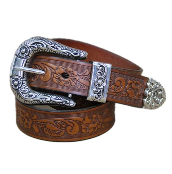 LA SPEZIA Real Leather Belt Men High Quality Camel Pin Belt Male Retro Designer Brand Cowhide Genuine Leather Carving Belt 130cm - Image 9