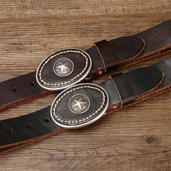 3.8CM Pure Cowhide High Quality Genuine Leather Belts for Men Strap Male Thickened Head Layer Cowhide Smooth Buckle Jeans Cintos - Image 4