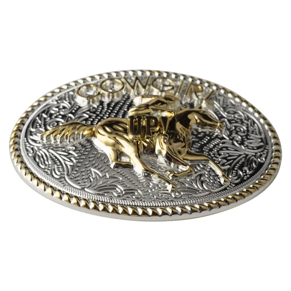 Golden Horse Belt Buckle Cowgirl Up - Image 4
