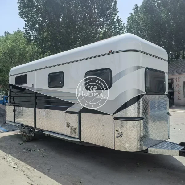 Horse Trailer Float with Roof Bed and Horse Yards Custom Deluxe Horse Carriage Trailer Added Caravan Door - Image 2