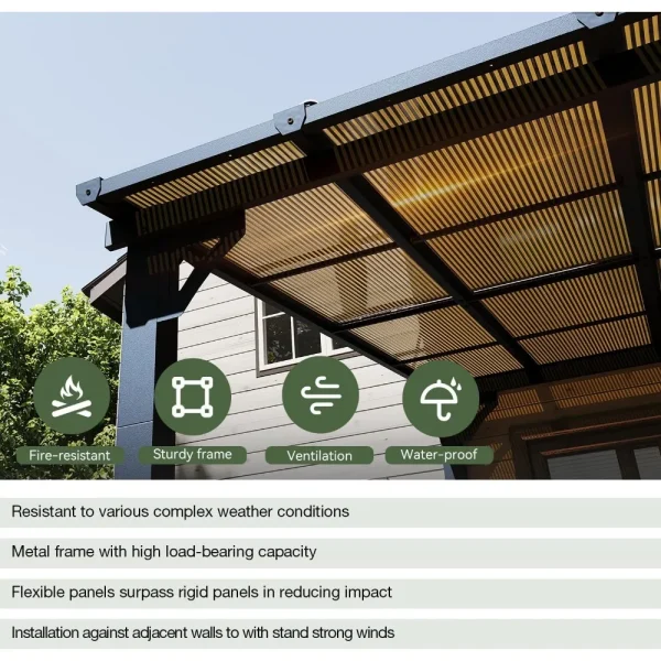 10' X 12' Gazebo for Patio, Gazebo Pergola with Sloped Roof, Large Wall-Mounted Heavy Duty Awnings - Image 4