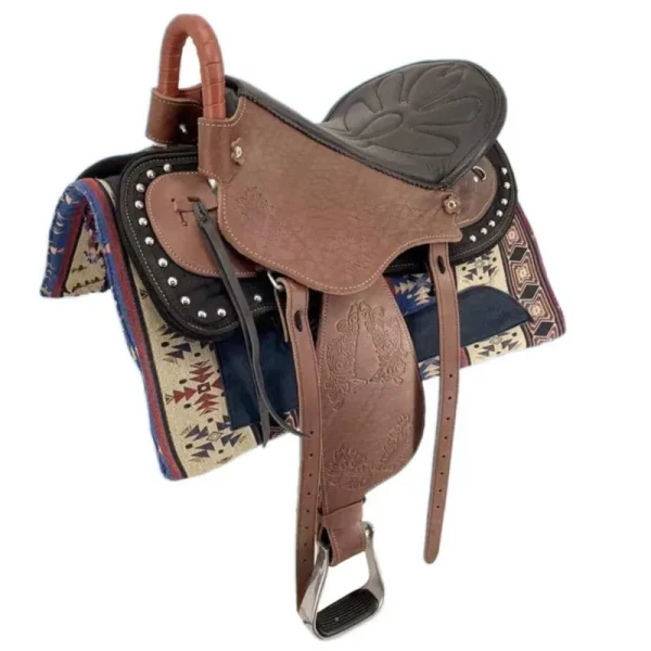سرج الحصان Harness Complete Set Of Accessories Fine Riding Supplies New Size Saddle Leather Printed Tourist Saddle - Image 3
