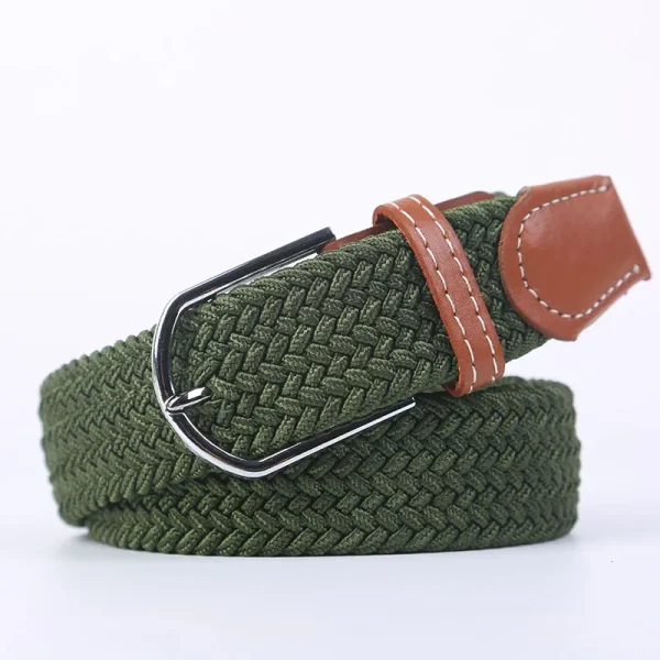 Unisex Elastic Fabric Woven Casual Belt Pin Buckle Expandable Braided Stretch Canvas Simple and Stylish Leisure Men Women Belt - Image 44